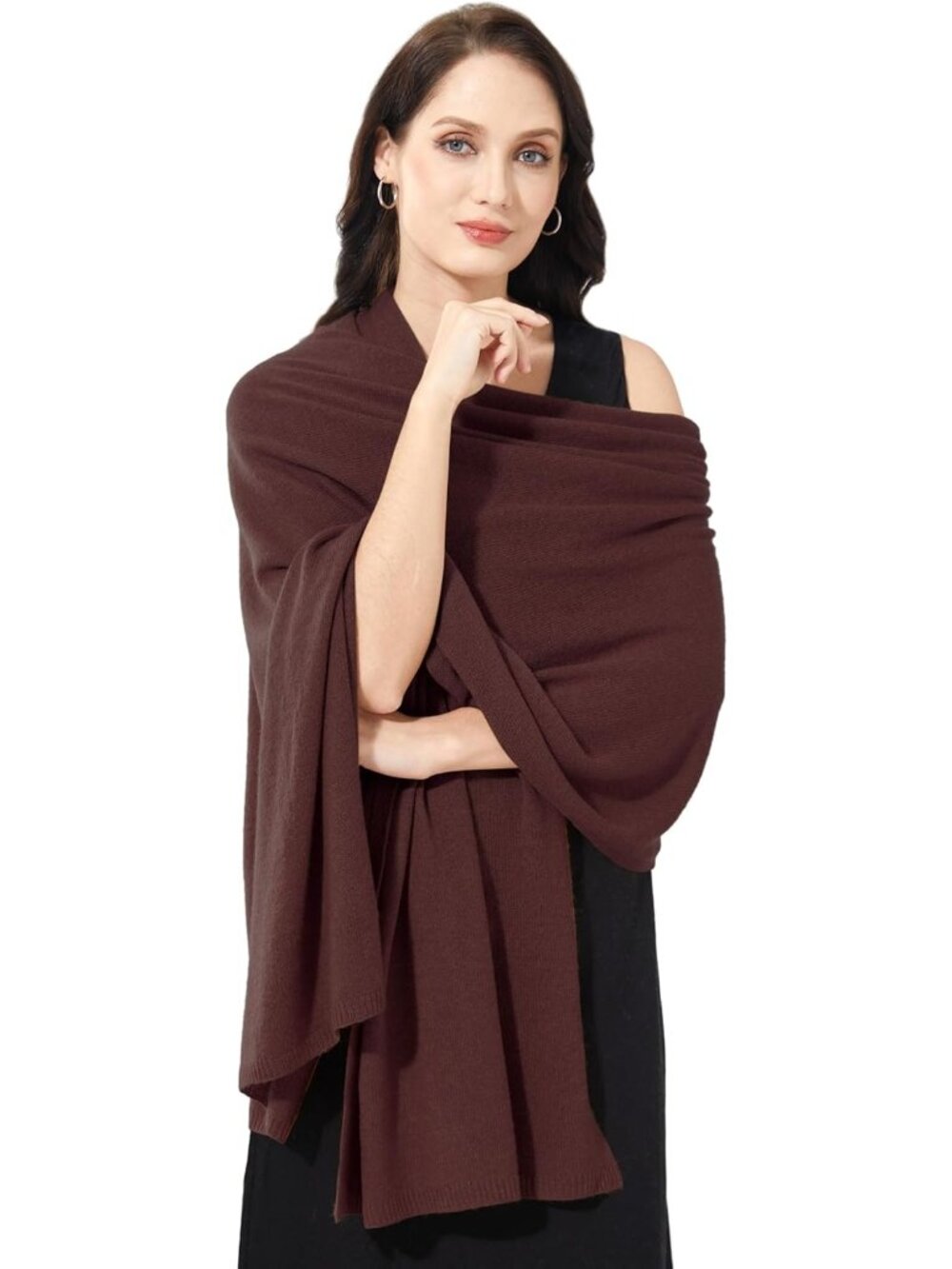 〽️Women's Cashmere Shawl Dark Brown Wedding Winter Shoulder Classic Wrap 87"x28"